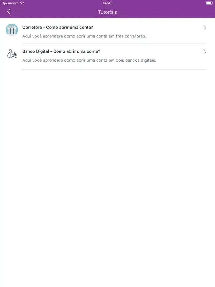Ảnh chụp màn hình của Posso Investir iPad 