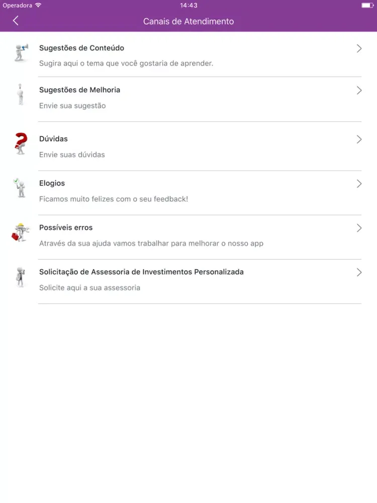 Ảnh chụp màn hình của Posso Investir iPad 