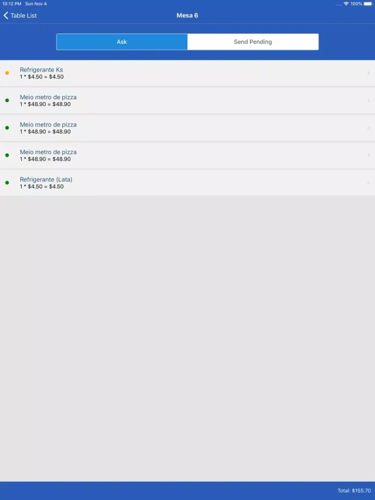 Capturas de pantalla de PaygatePOS Waiters iPad 