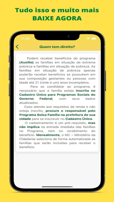 Zrzuty ekranu Consulta Auxílio - Guia Rápido