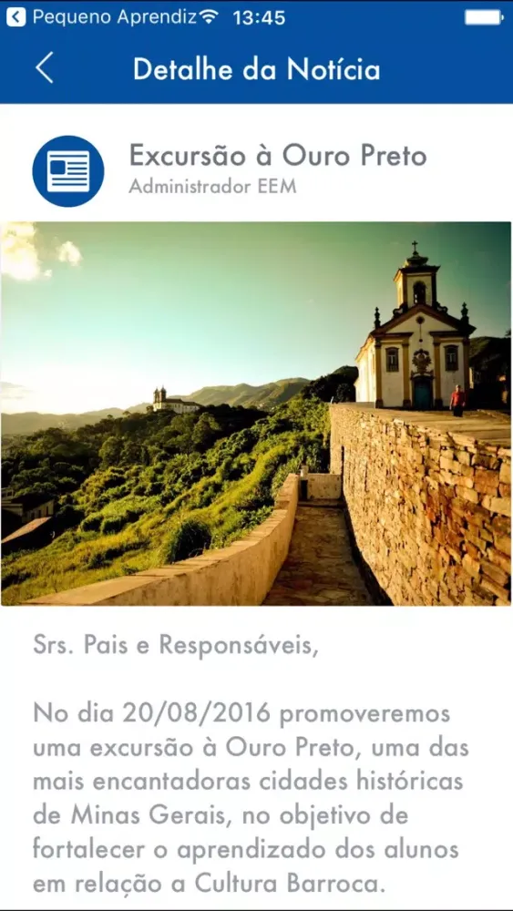 Tangkapan skrin Escola Atual