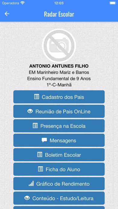 Capturas de tela do Radar Escolar Iperó