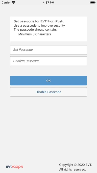EVT Fiori Push Screenshots