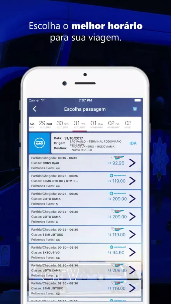 Tangkapan skrin Expresso do Sul App