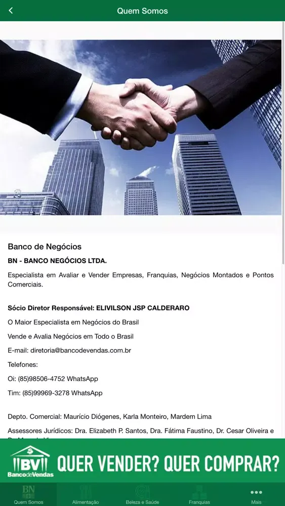 Banco de Negócios Screenshots