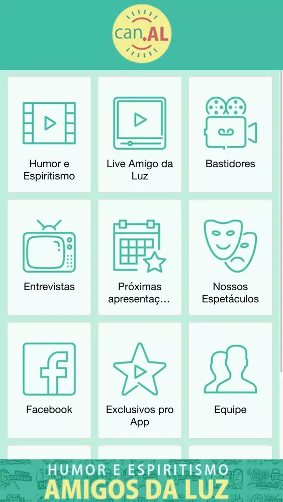 Capturas de tela do Canal Amigos da Luz