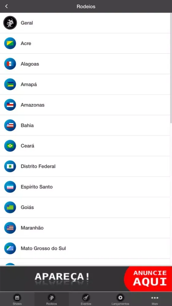 Capturas de tela do Agenda Sertaneja