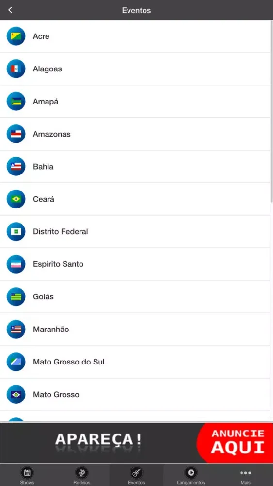 Capturas de tela do Agenda Sertaneja
