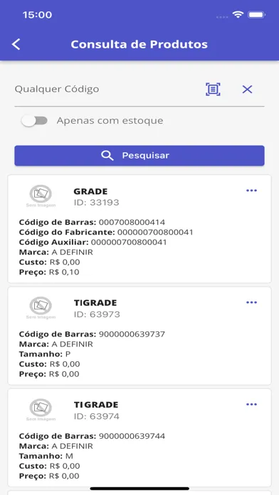 Capturas de tela do SysEmp
