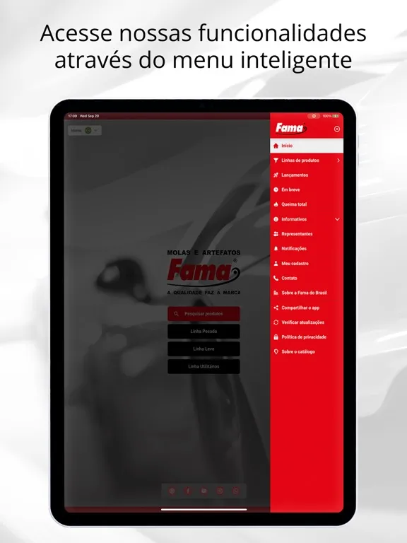 Capturas de tela do Catálogo Fama do Brasil iPad 