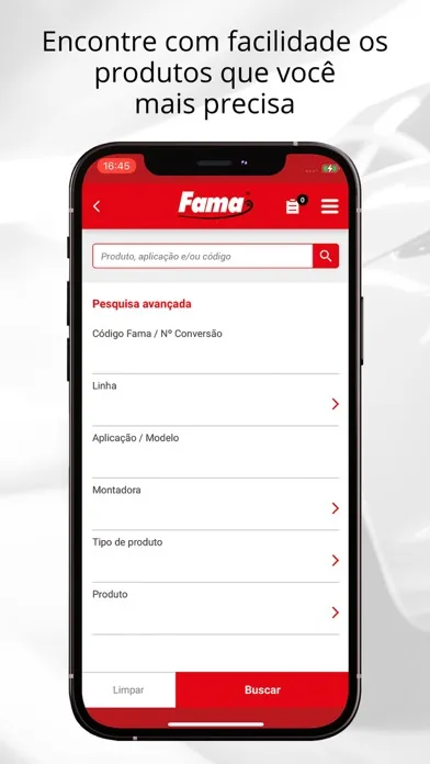 Capturas de tela do Catálogo Fama do Brasil