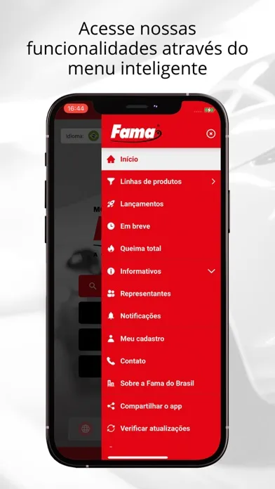 Capturas de tela do Catálogo Fama do Brasil