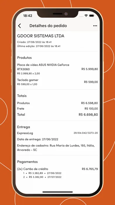 Ảnh chụp màn hình của Gped: Pedido de venda externo