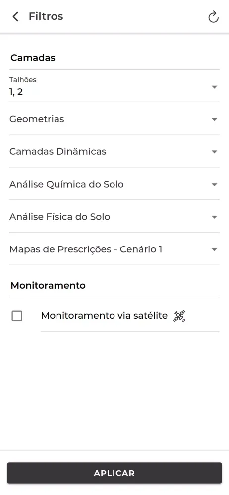 Capturas de tela do Geotech