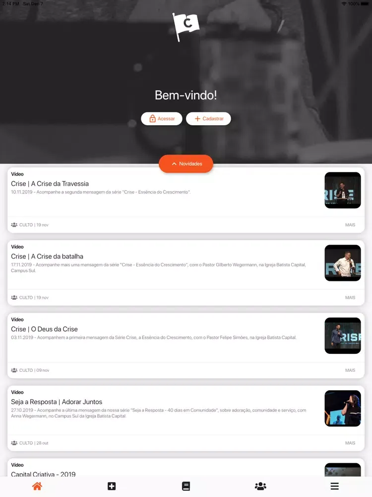 Tangkapan layar Igreja Capital iPad 