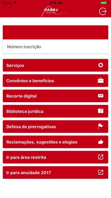 Zrzuty ekranu OAB/RJ Digital Oficial