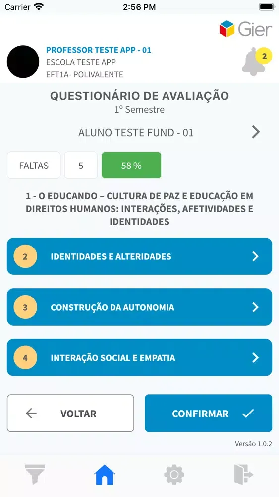 Tangkapan skrin GIER Educador - Aracaju