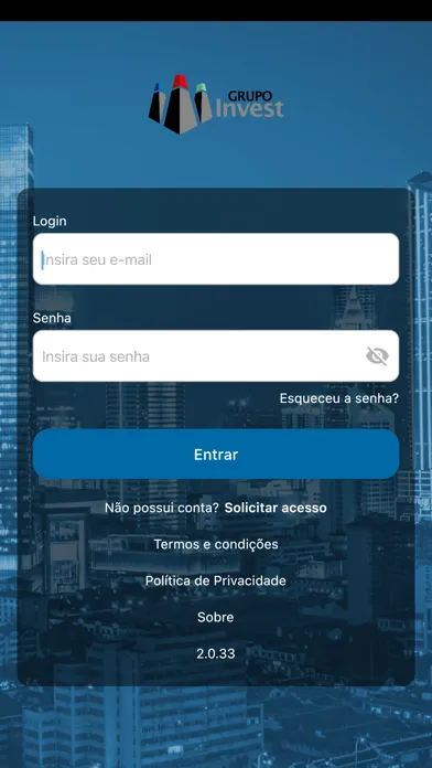 Capturas de tela do Grupo Invest