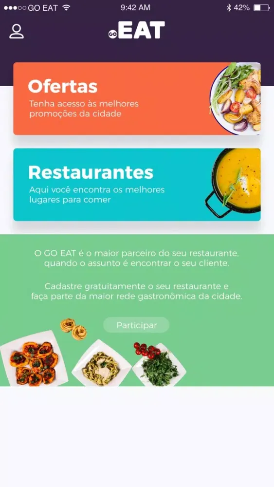 Capturas de tela do GO EAT