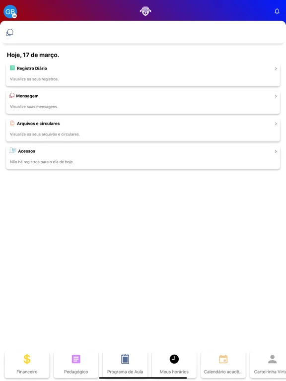 Tangkapan layar Colégio Batista Getsêmani iPad 