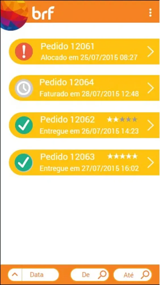 BRF Pedidos Ekran Görüntüleri