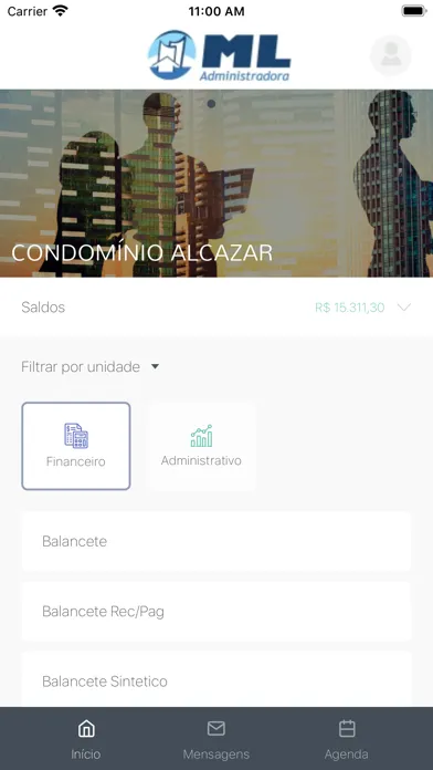 Capturas de tela do ML Administradora
