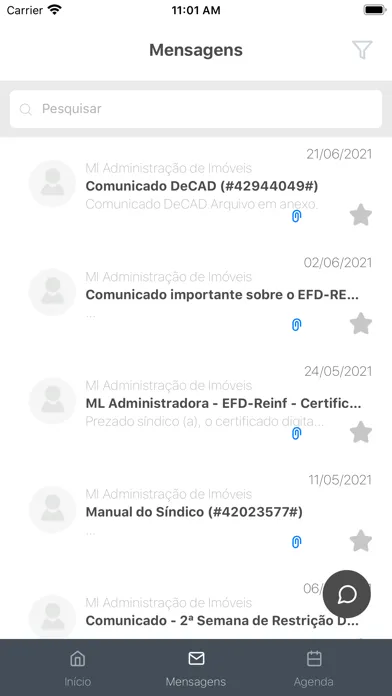 Capturas de tela do ML Administradora