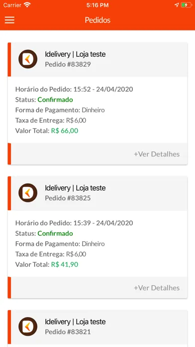 Screenshot di iDelivery