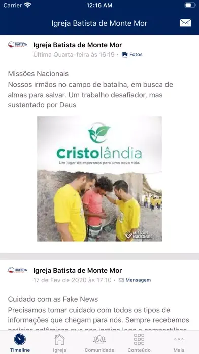 Capturas de tela do Igreja Batista de Monte Mor