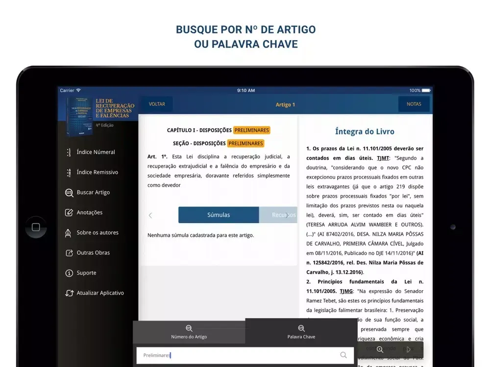 Capturas de tela do Lei de Falência iPad 