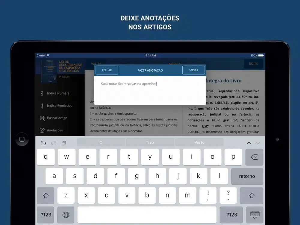 Capturas de tela do Lei de Falência iPad 