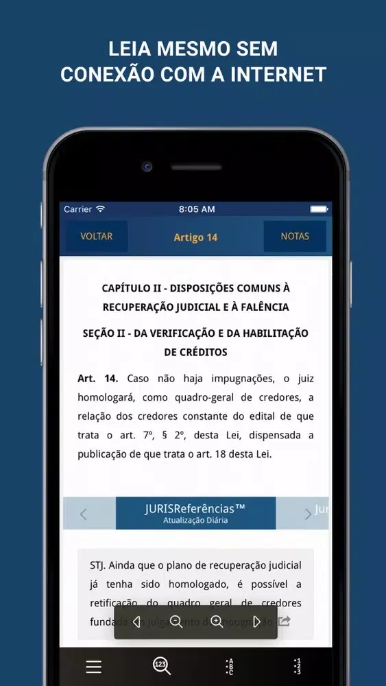 Capturas de tela do Lei de Falência