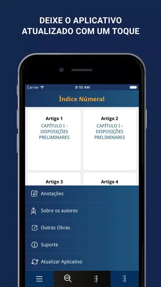 Capturas de tela do Lei de Falência