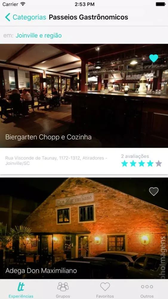 Capturas de tela do Turistando
