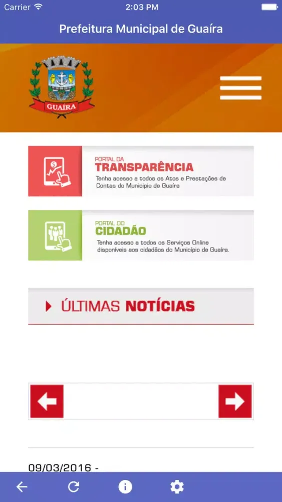 Captures d'écran de Guaíra Web
