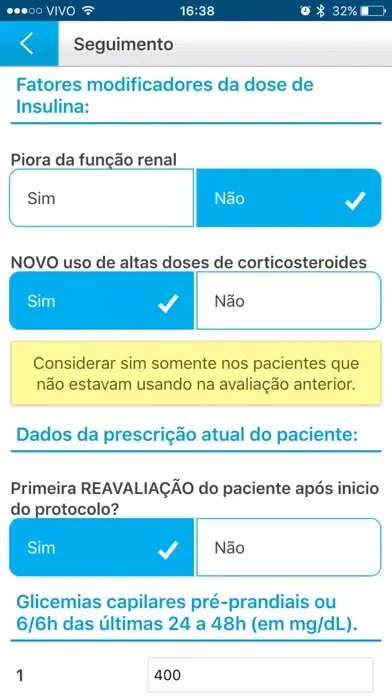 Capturas de tela do InsulinAPP Solução Hospitalar