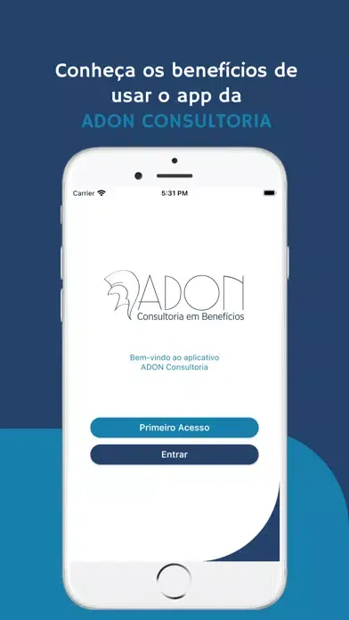 Capturas de tela do ADON Consultoria Mobile