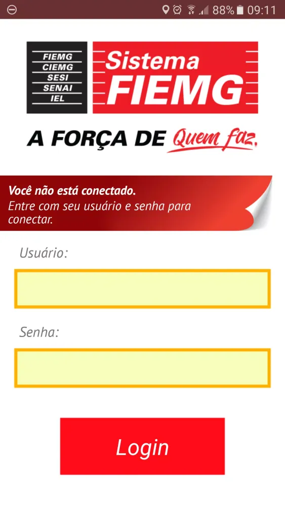 Capturas de tela do Intranet FIEMG Mobile