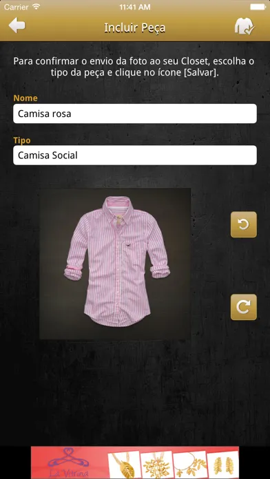 Capturas de tela do myFreeVirtualCloset