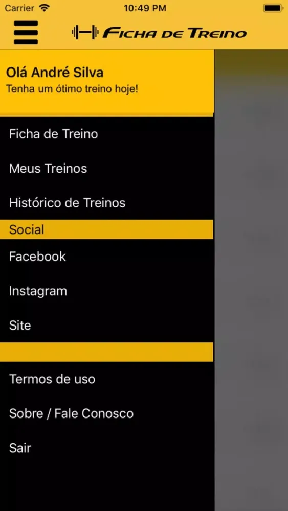 Capturas de tela do Ficha de Treino