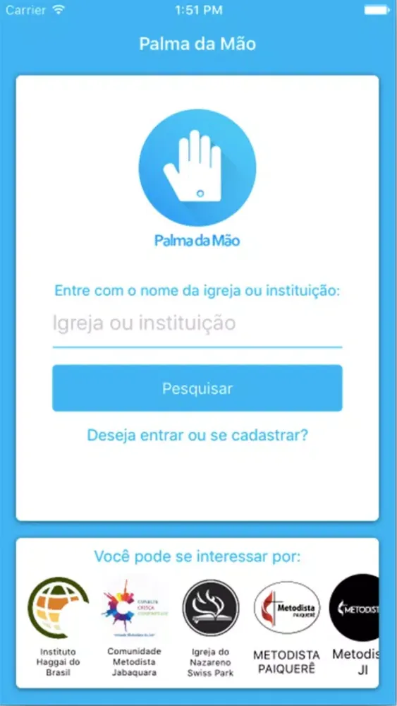 Capturas de tela do Palma da Mão Igrejas