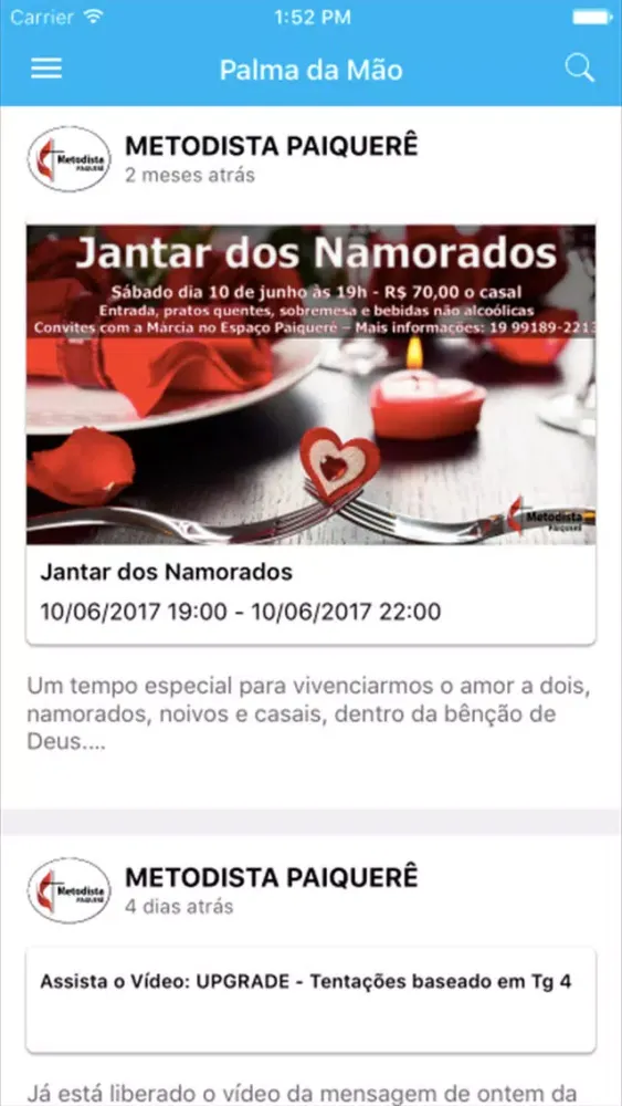 Capturas de tela do Palma da Mão Igrejas