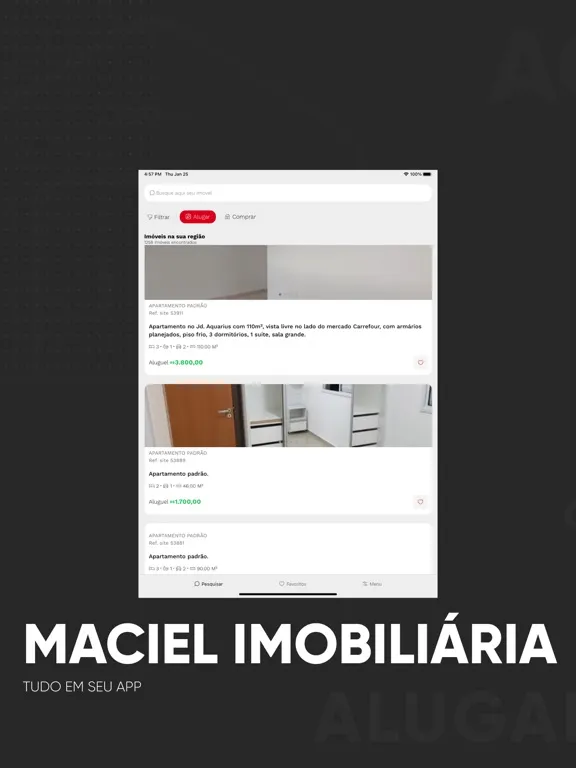Tangkapan skrin Maciel Imobiliária iPad 