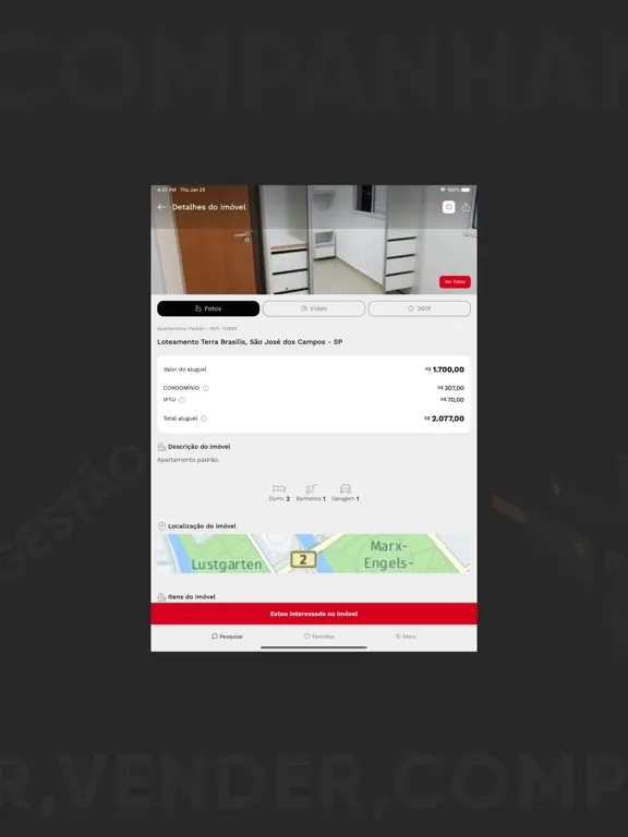 Tangkapan skrin Maciel Imobiliária iPad 