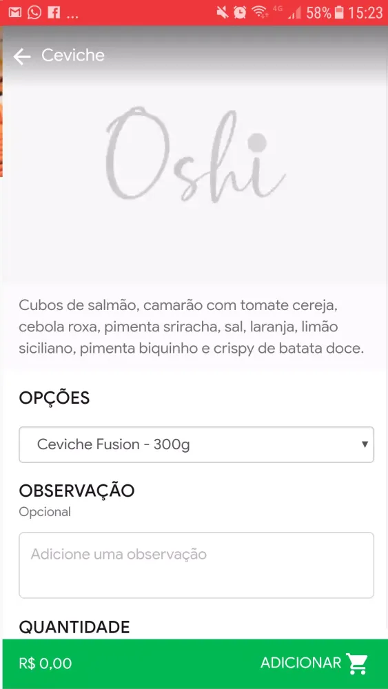 Ảnh chụp màn hình của Oshi Delivery