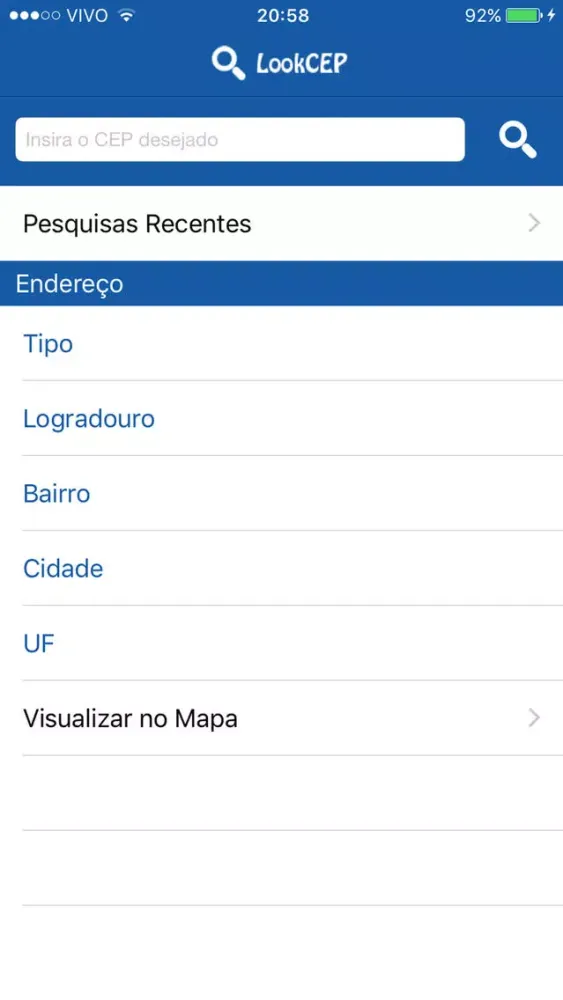 Capturas de tela do LookCEP