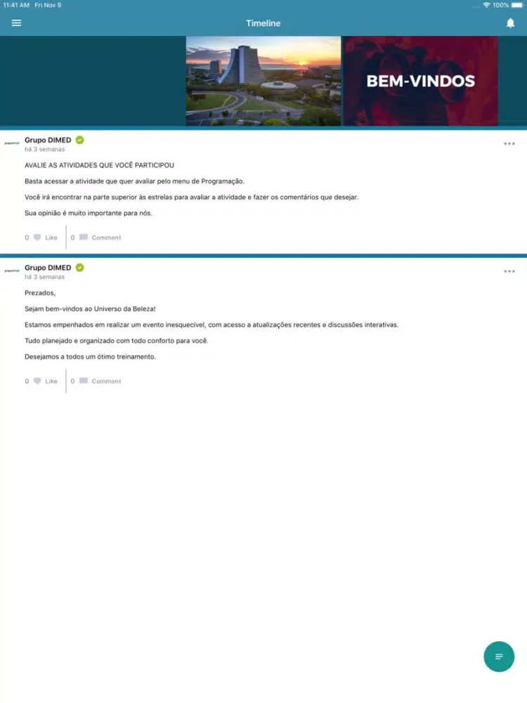 Ảnh chụp màn hình của Grupo Dimed – Eventos Internos iPad 