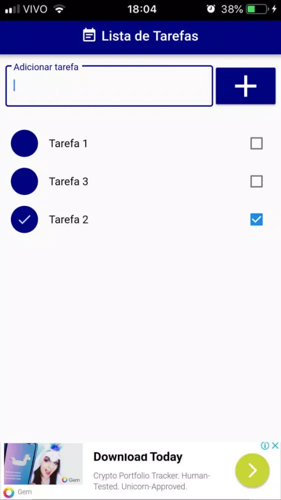 Capturas de tela do Lista de Tarefas MDV