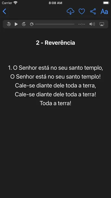 Capturas de tela do Novo Cântico