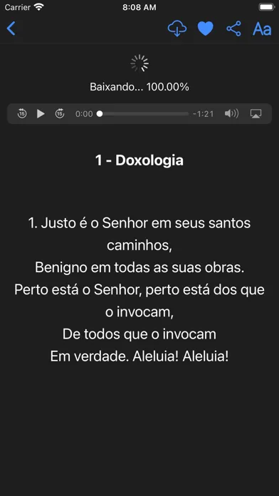 Capturas de tela do Novo Cântico